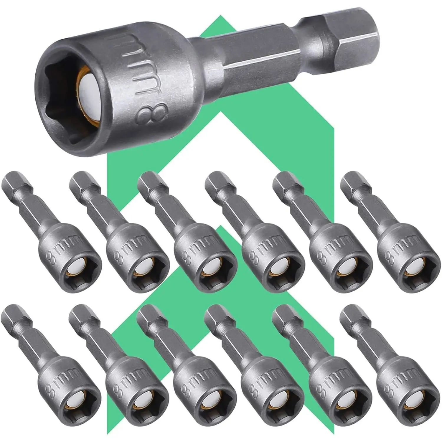 12 count 5/16 Nut Driver Set, 8mm Hex   Power 5/16 Drill Bit Nut Driver Set Socket Adapter 1/4 inch 42mm electrician tools
