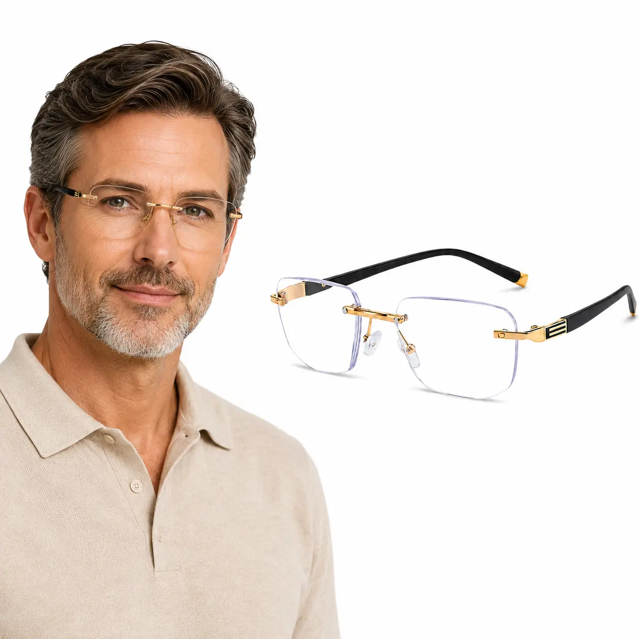 Rimless Metal Reading Glasses - Lightweight Blue Light Blocking Lens Single Vision Eyewear for Working on Computer, Checking Phone (+1.00 to +3.00), Single Vision Lenses
