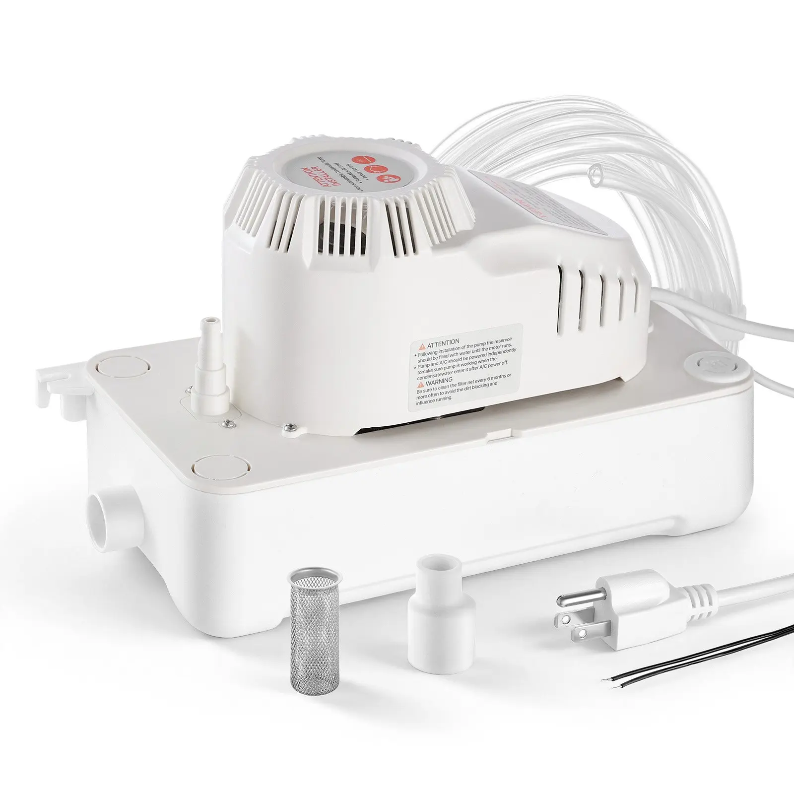 VEVOR Condensate Pump, 1/12 HP, 90 GPH, 20 ft Lift, 115V Automatic AC Condensation Removal Pump with Safety Switch 20 ft Tubing, for Air Conditioner, Dehumidifier, HVAC, Furnace, Ice Maker Water Drai