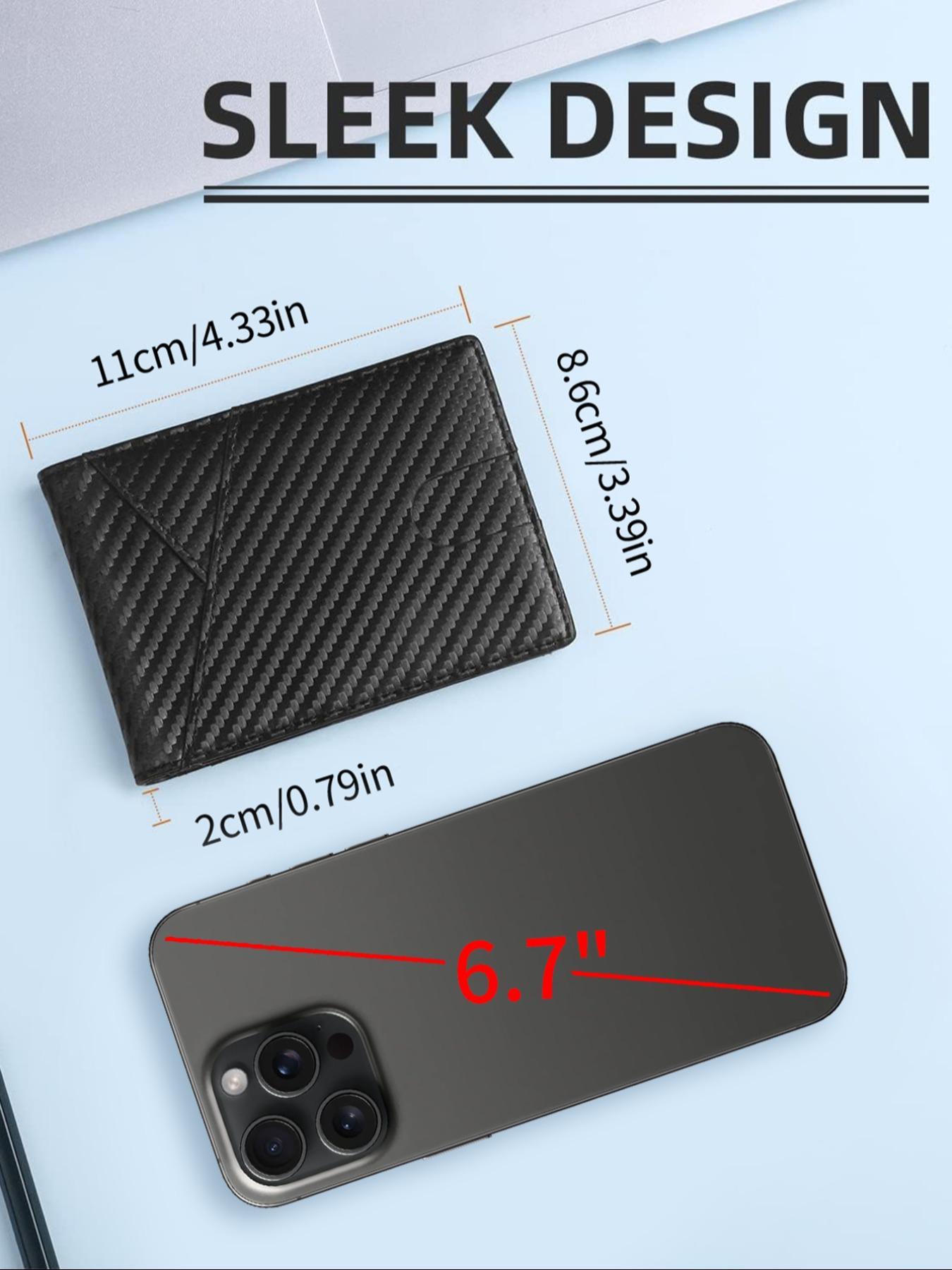 Men's Minimalist Carbon Fiber Pattern Leather Wallet, RFID Blocking Card Holder, Slim Wallet with Money Clip, Casual Trendy Versatile High-quality Daily Wallet