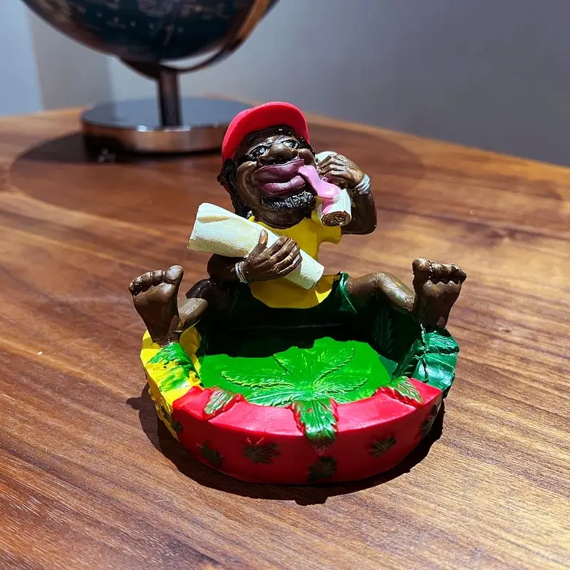 1PC Resin Ashtray Unique Jamaican Style Ashtray Craft Ornaments Resin Ashtray Tabletop Decoration Cabinet Ornaments Decora