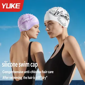 1 Silicone Swim Cap for Long Hair |   Adult High Aesthetic Value, Waterproof, Chlorine Resistant, Professional Large Head Size, Mixed Color