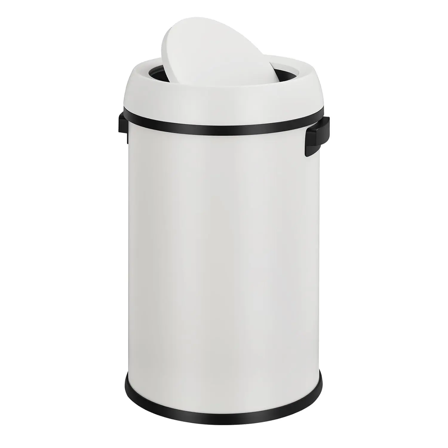 Garvee 17 Gallon / 65L Stainless Steel Open Top Commercial Round Garbage Can, Heavy-Duty and Fingerprint-Resistant for Kitchen, Office, Restaurant Use, Black Finish