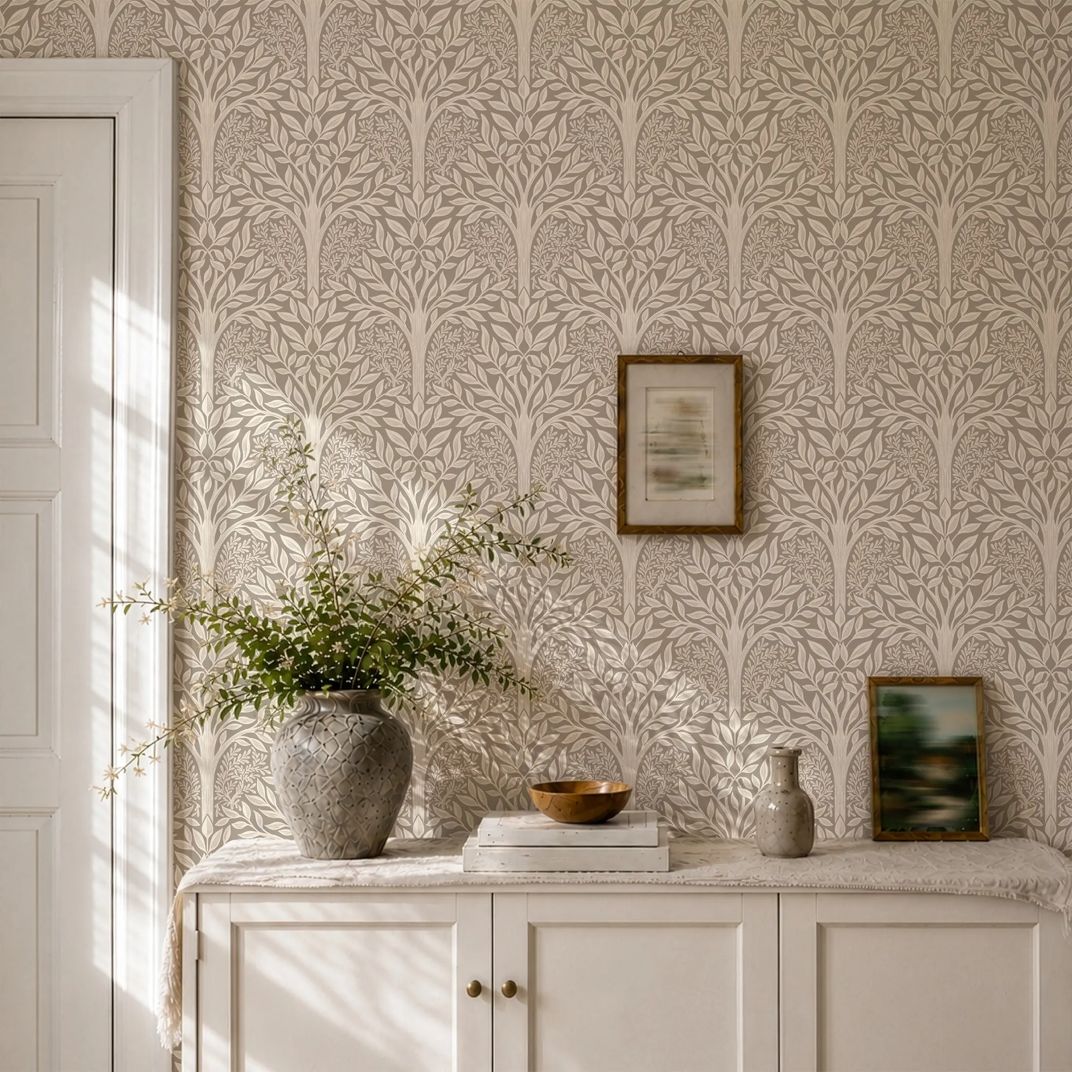 Self-Adhesive Wallpaper, Rowan Forest Vintage Pattern, Easy Install, Waterproof, Removable, Cleanable, for Bedroom, Living Room, Kitchen