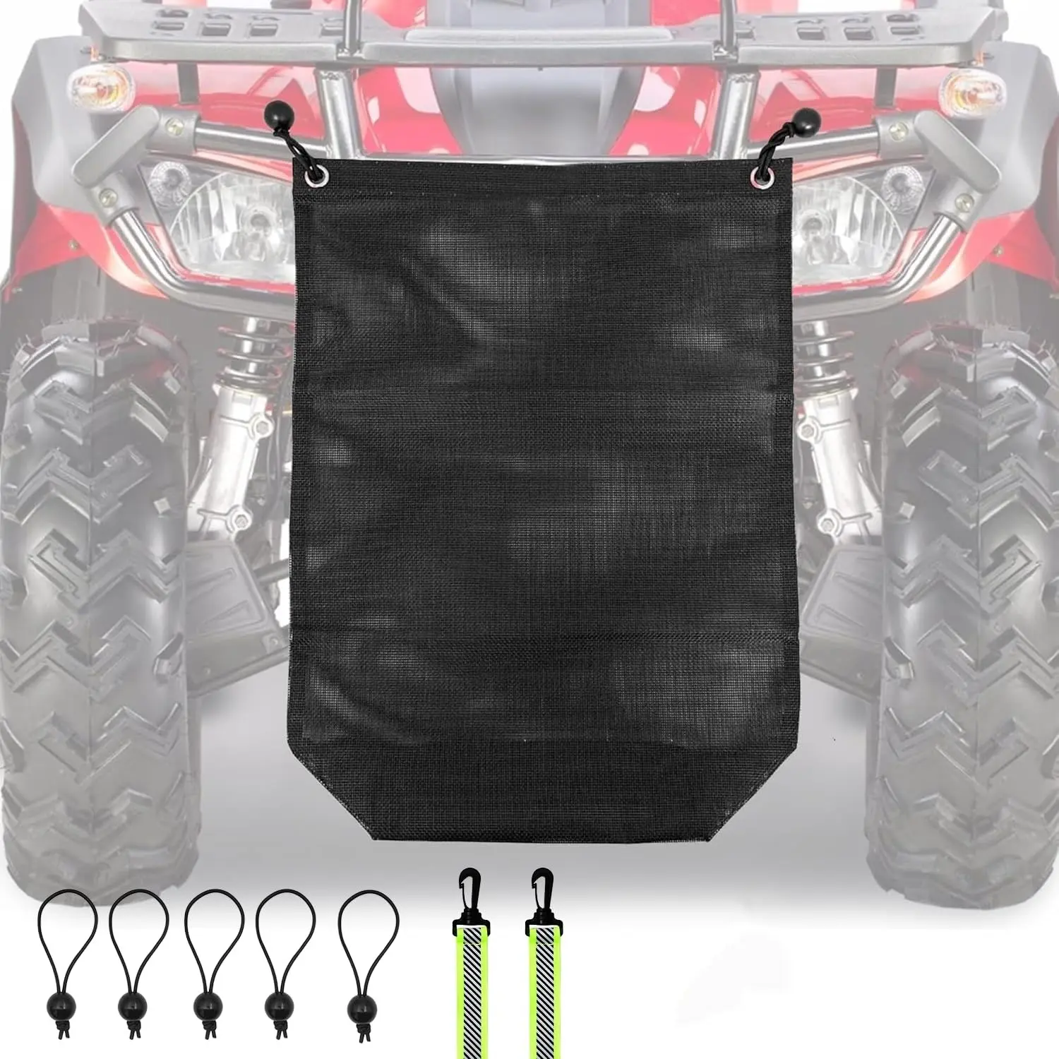 UTV Trash Bag with Liners & 5 Bungee Cords, PVC Mesh SxS Accessories for Polaris RZR, Can-Am, Golf Cart, Reflective Straps for Off-Road Storage
