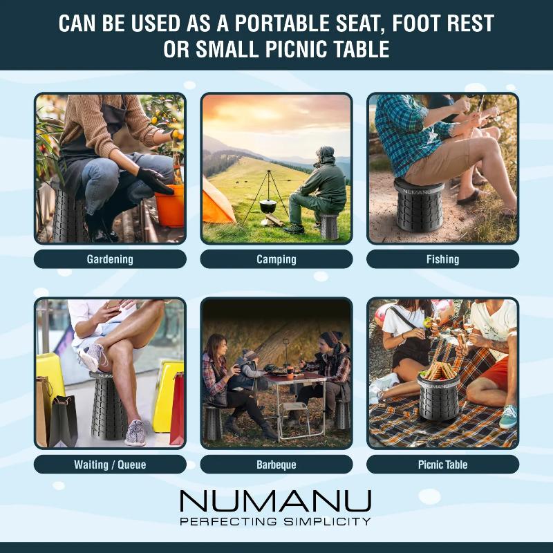 NUMANU XXL 19.7" Wider & Taller Collapsible Stool, 1000lbs Max Weight, Adjustable Height, 2026 Upgraded Portable Retractable Folding Seat, Heavy Duty Compact Seat or Foldable Travel Foot Rest, Outdoor Camping Chair, Foldable Seat. NUMANU XXL 19.7" Wider & Taller Collapsible Stool, 1000lbs Max Weight, Adjustable Height, 2026 Upgraded Portable Retractable Folding Seat, Heavy Duty Compact Seat or Foldable Travel Foot Rest, Outdoor Camping Chair, Foldable Seat.