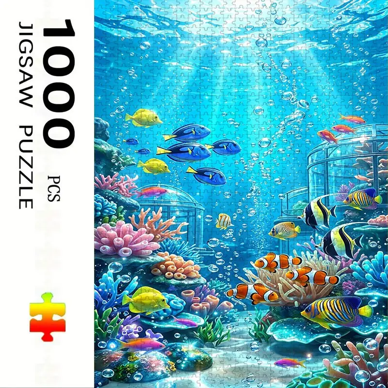 1000 Piece Underwater World Puzzle, Large Adult Family Interactive Toy, DIY Home Decor Brain Challenge, Festive Scene, Durable Puzzle
