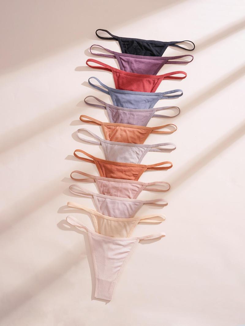 Women's Solid-Color Thongs, Comfortable Soft Breathable Panties for Daily Wear, Women's Underwear for All Seasons, Soft Comfy Panties