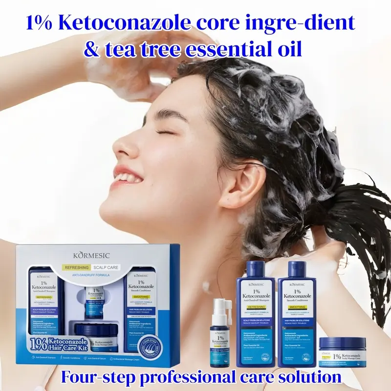 KORMESIC Plant Extract Anti-Dandruff Hair Care Set, Refreshing Oil Control & Scalp Soothing Cleanser, Mild Hypoallergenic Formula, Clean Grease, Reduce Itch & Flakes, Make Hair Smooth, Long Lasting Freshness For Men Women Daily Hair Care