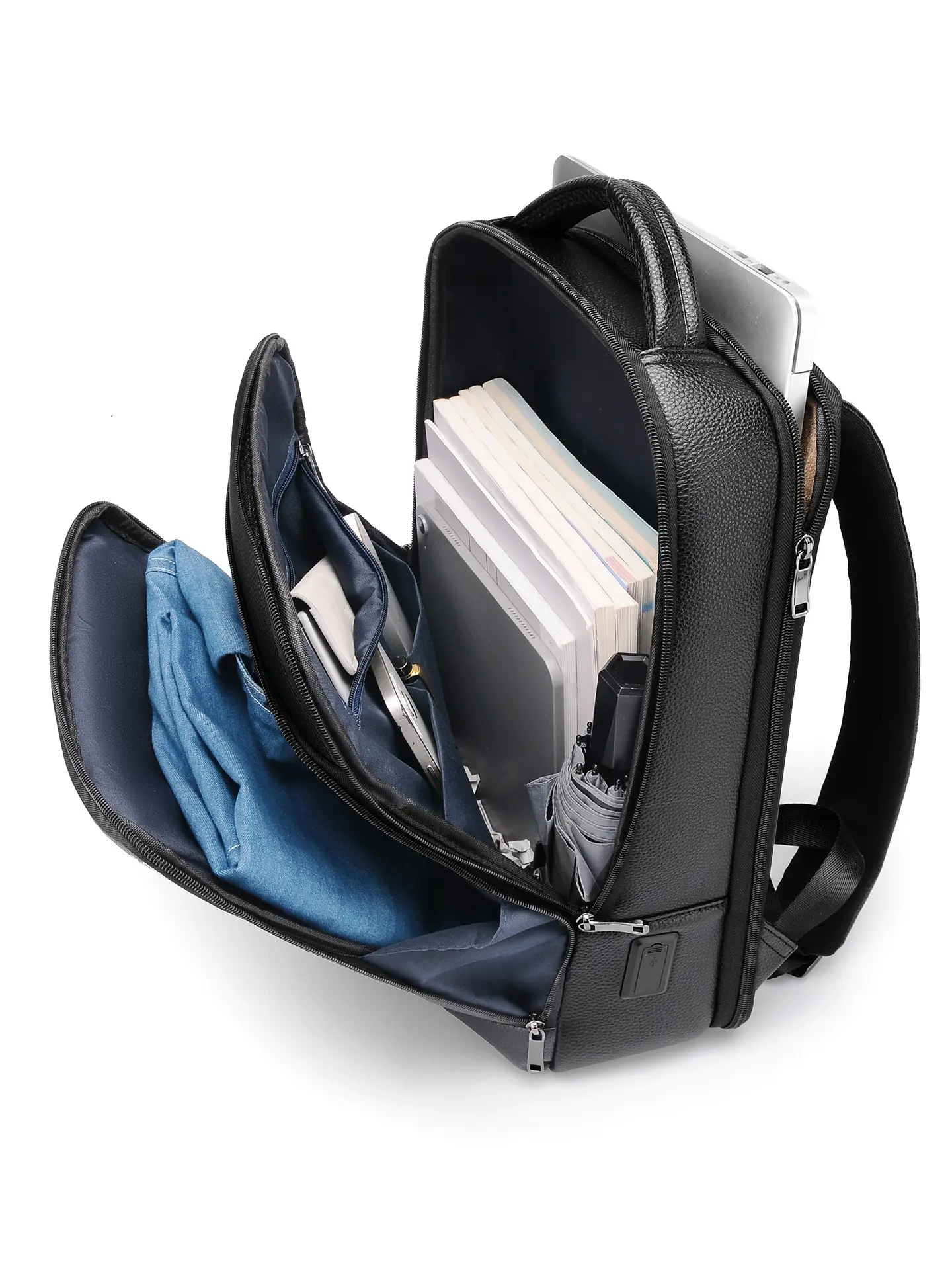 Classic Business Backpack with Leopard Pattern, High-Quality Leather Material, Multiple Compartments, Ideal for Daily Use & Travel