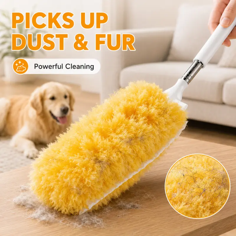 20-Piece Microfiber Duster Refill Set with Extendable Handle, 360° Fluffy Dusting Kit for Furniture, Blinds, Fans, Shelves and Car Cleaning Household