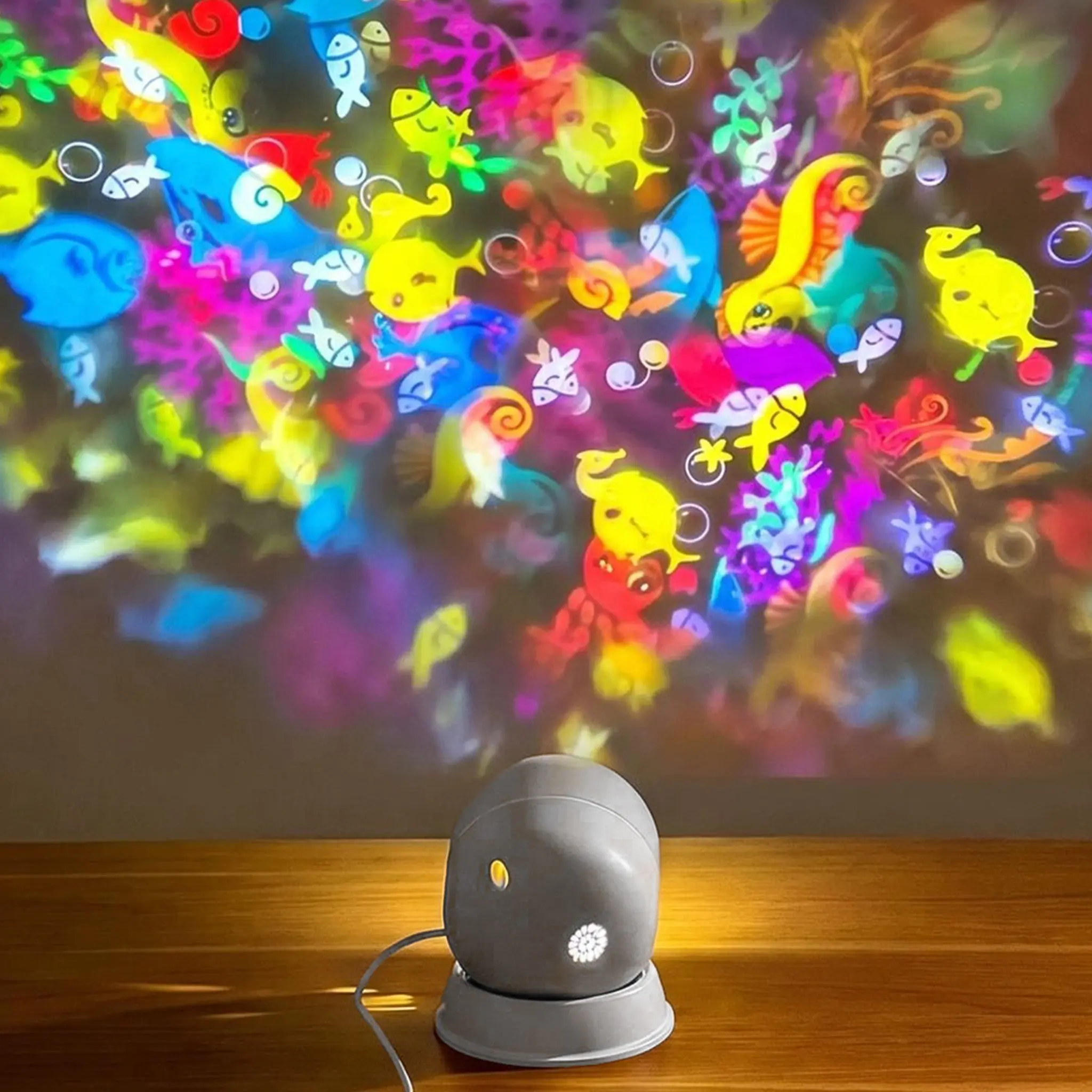 LED Ocean Starry Night Projector, Rotating Projection Lamp, HD Multicolor Marine Animal Patterns, USB Powered, Portable, Perfect for Kids' Room Decor