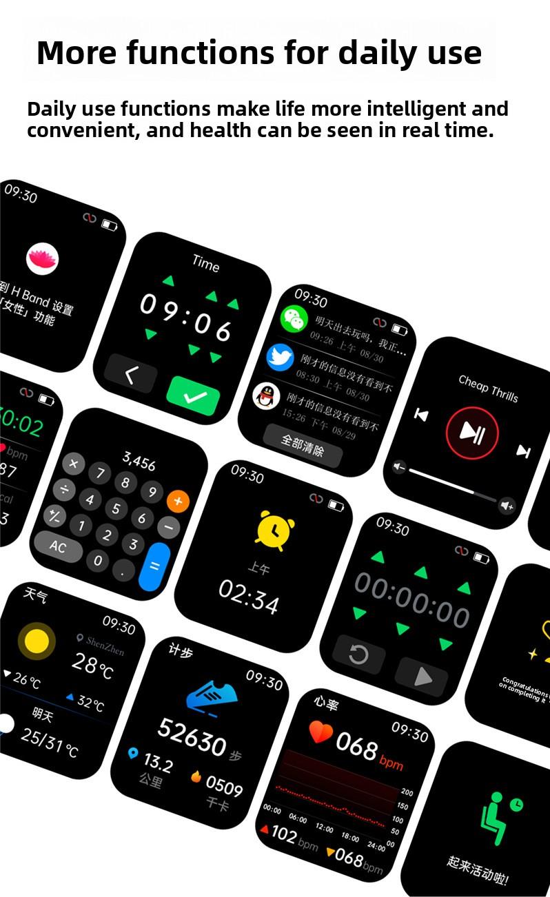 F57L Smart Watch Sports Bracelet Heart Rate Blood Pressure Monitor Body Temperature Sleep Measurement Step Counting Fitness Tracker IP68 Waterproof Smartwatch for Men Women