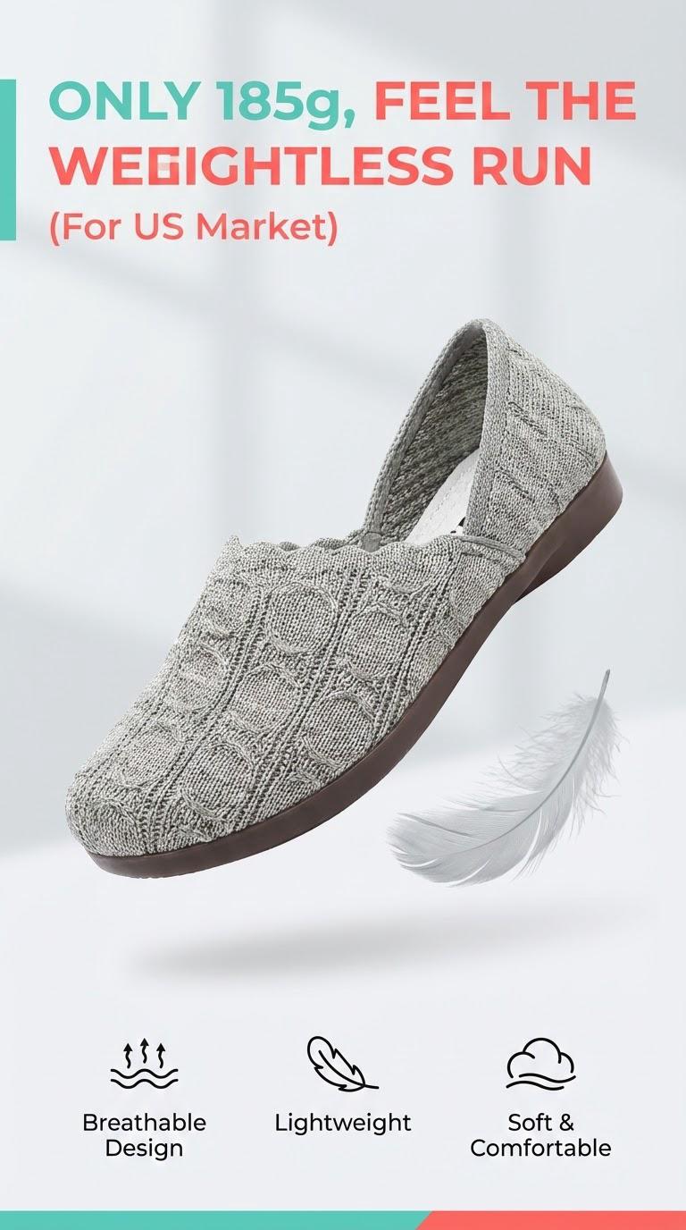 Breathable Elastic Upper Slip-Ons  Foldable Lightweight Casual Shoes  Soft Cushion Sole for Daily Walking