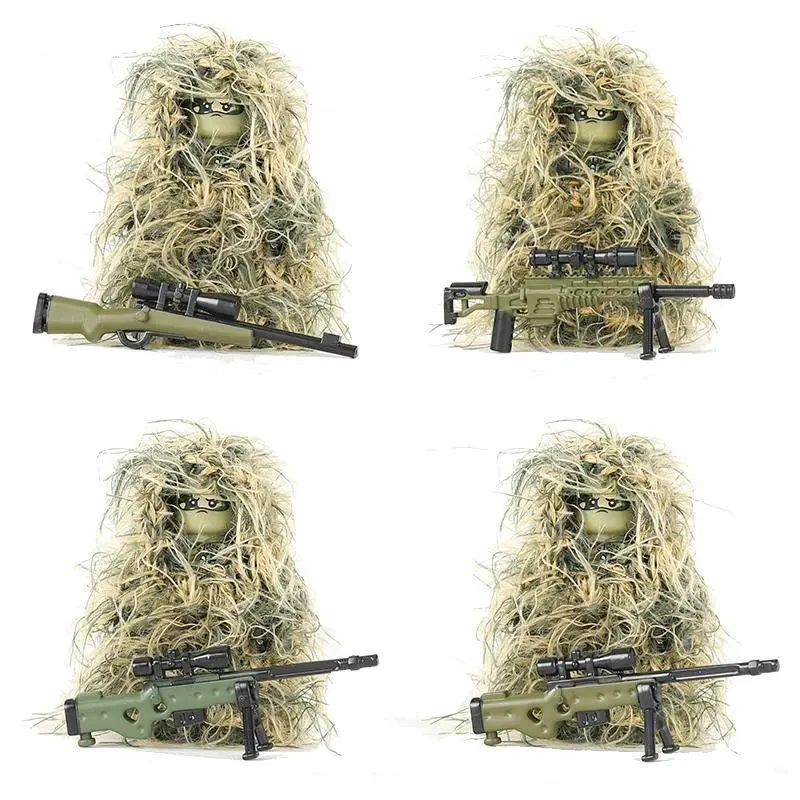 2026 new hot item Military All-Terrain Sniper Camouflage Clothing Building Blocks Jungle SWAT Soldier Figures Weapons AWM M24 Gun Parts Bricks Toy