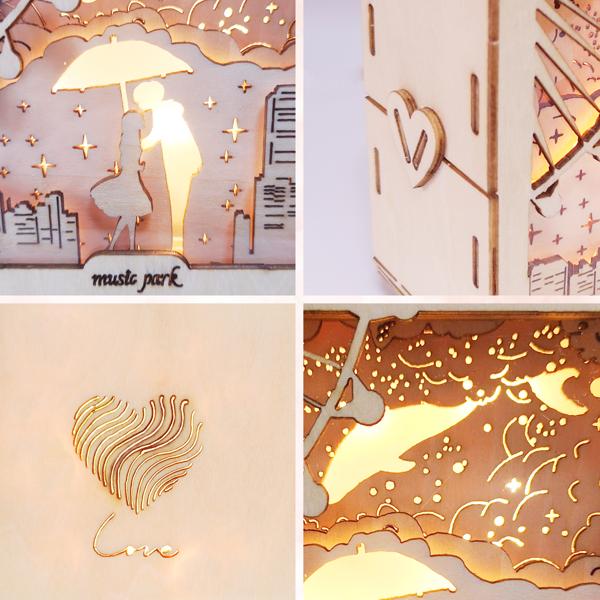 3D Wooden Puzzles Love Model Kit Night Lights Desk Decorations Birthday Christmas Gifts For Women Age14+