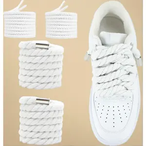 1 Pairs Thick Rope Shoe Laces For Sneakers, 8mm Chunky Fat Shoelaces Twisted Laces, Solid Colors Shoestrings