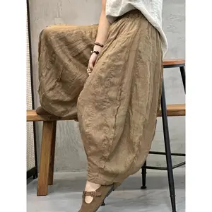 Vintage Patchwork Double-Layer Lantern Pants Multi-Piece Frayed Edges Personalized Pumpkin Pants Women'S Pants LL256