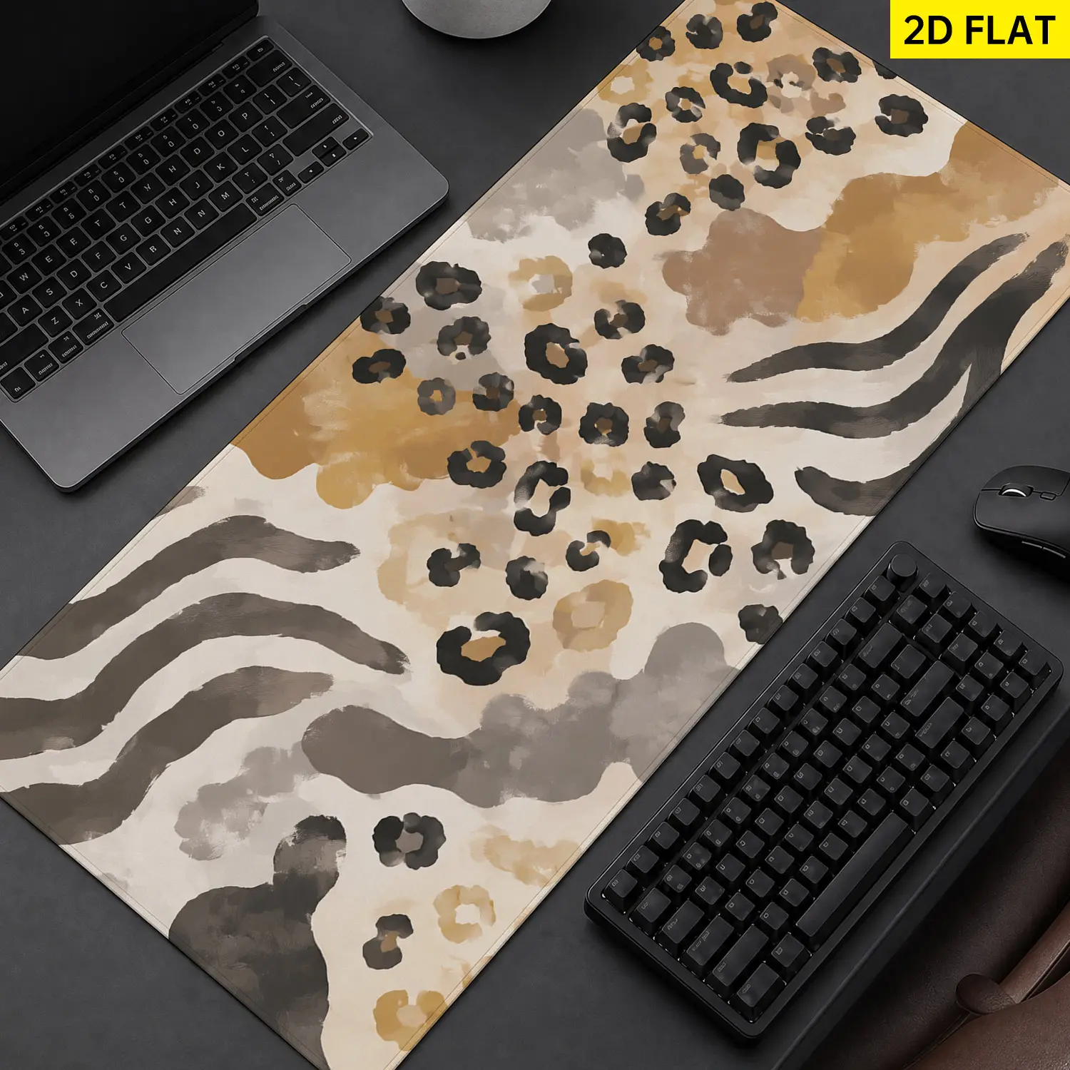 Extra Large abstract zebra leopard pattern Mouse Pad, Non Slip Rubber Pad, Desktop Decoration Drotection Pad, Washable, Lock Edge Multi Size, Premium Multipurpose Mousepad For Home, Office, Gift for Family and Friends