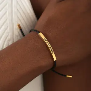 God Is In Control Bracelet for Women Stainless Steel Tube Motivational Bracelets Adjustable Braided Stainless Steel Engraving Inspirational Faith Bracelet Christian Jewelry Gifts
