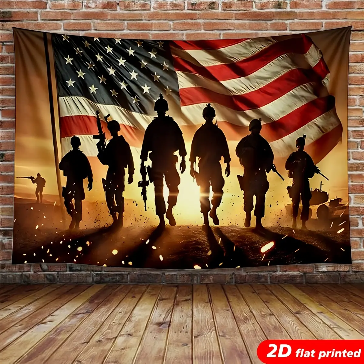 Soldier Camo Flag Backdrop Banner - Lightweight Military Army Theme Polyester Tapestry, Decorative for Wedding Photo Decor, Indoor Room Wall Hanging, Patriotic Gift Supply