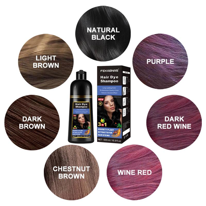 3-In-1 Hair Dye Shampoo with Plant Extracts, Long-Lasting Color Protection, Non-Sticky Formula, Fruit Scent, Instant Coloring Gel