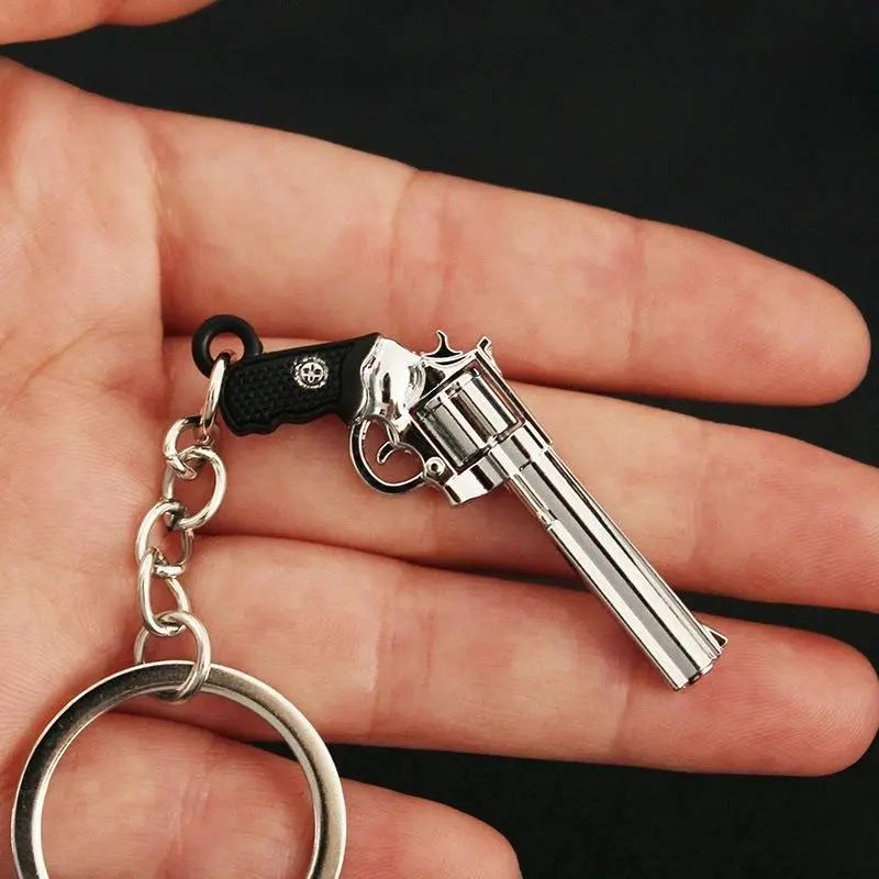 5cm Mini Pistol Gun Metal Keychain Pistol Revolver Shooting Gun Keychain Fidget Toy Gun Toy Christmas Gift DecorationToys