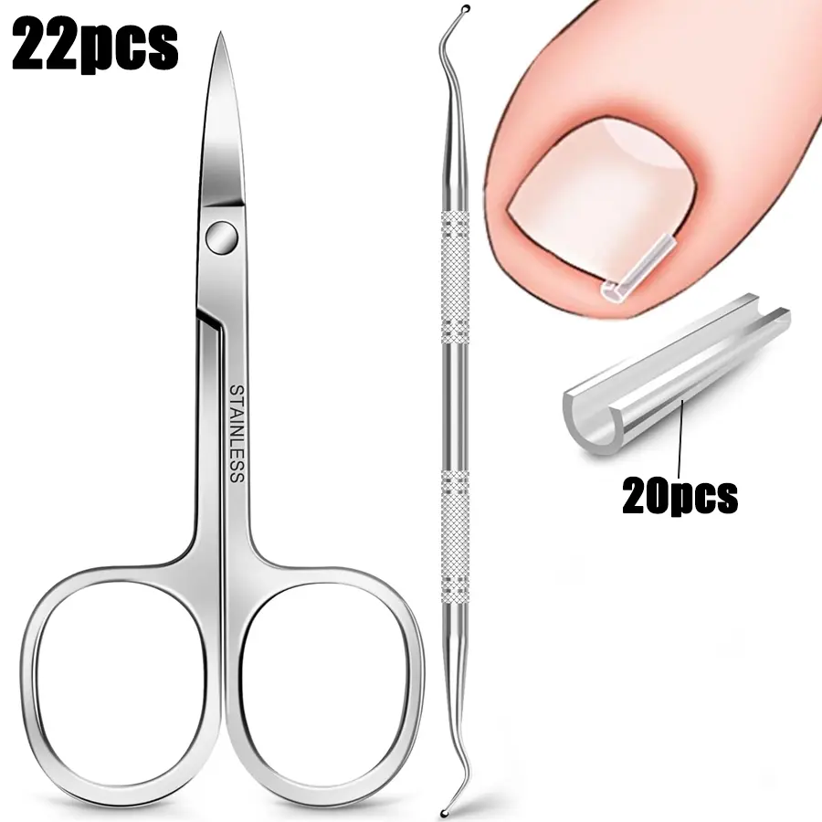Toenail Removal Kit, Pain-Free Toenail Straightener Strips 22 Pcs  Toenail Corrector Set, Toenail Lifter and Small Scissors,  Toenail Tools