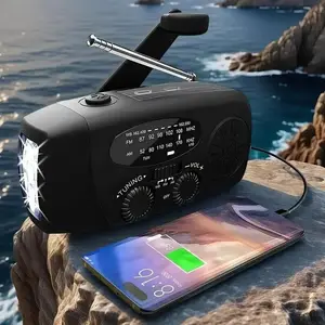 Portable Solar Radio, Multifunctional Emergency HandCrank Radio with 3 LED Flashlights, Am/fm/noaa WeatherBands, Outdoor Camping Hiking