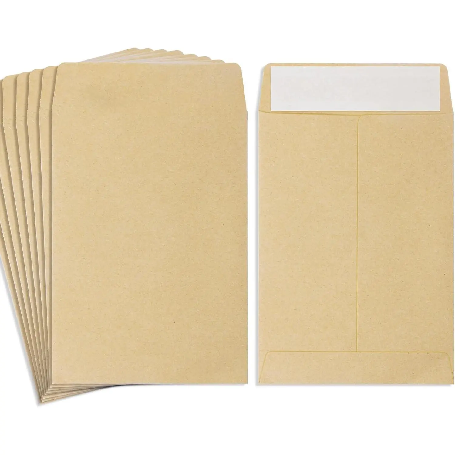100 Pack  Envelope 3.23"×4.53",Brown  Small Envelopes,Fully sealed seed envelope, Small  Envelopes,Seed Envelopes, Mini Envelope for Office, , School