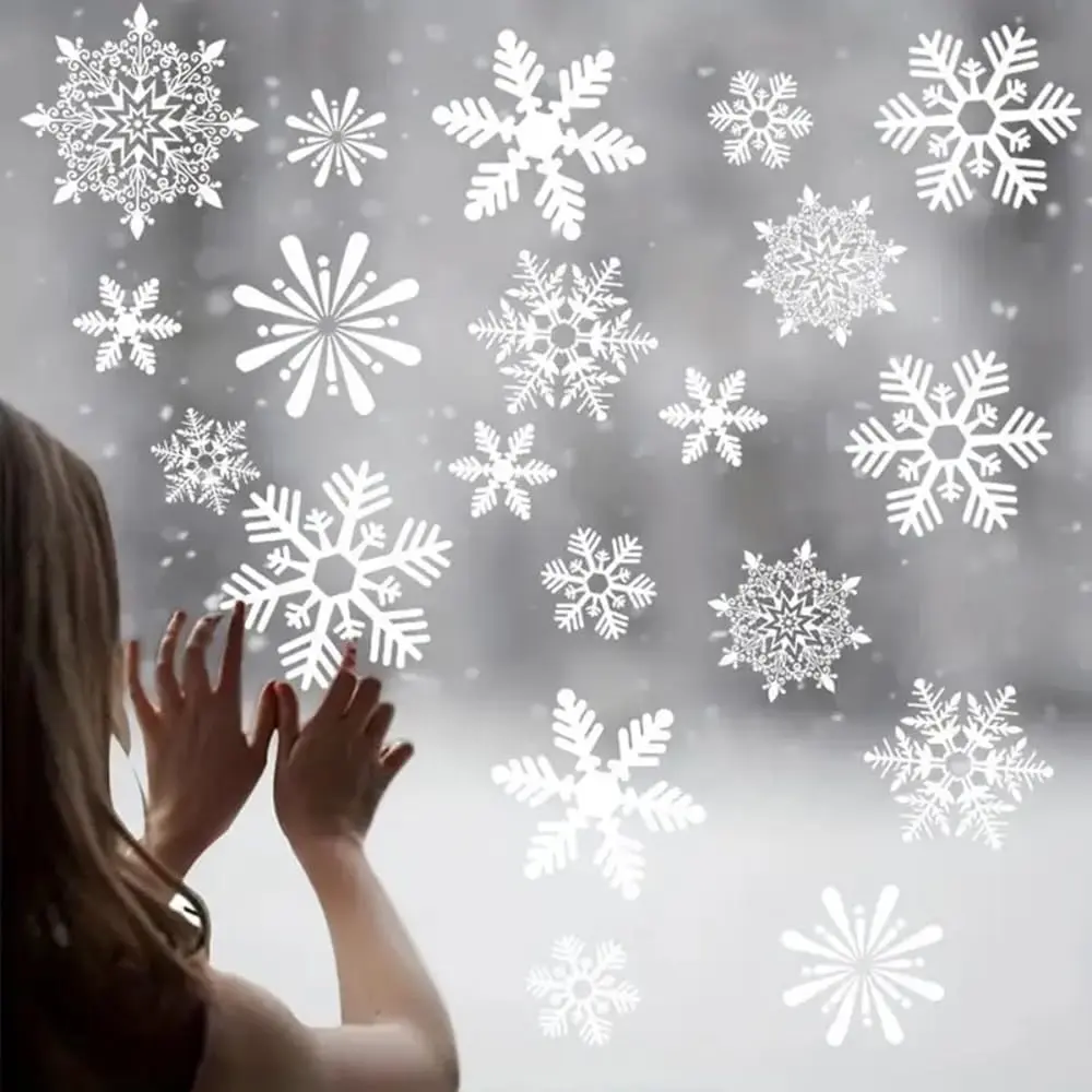 114 count Christmas Decorations Window Stickers Window Clings Snowflakes Windows  Static for Christmas Decor Supplies