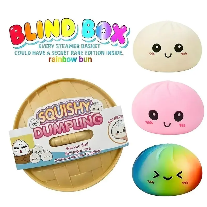 Squishy Dumpling Stress Ball in Mini Steamer – ASMR Fidget Toy for Anxiety & ADHD Relief, Cute Desk Accessory & Holiday Gift