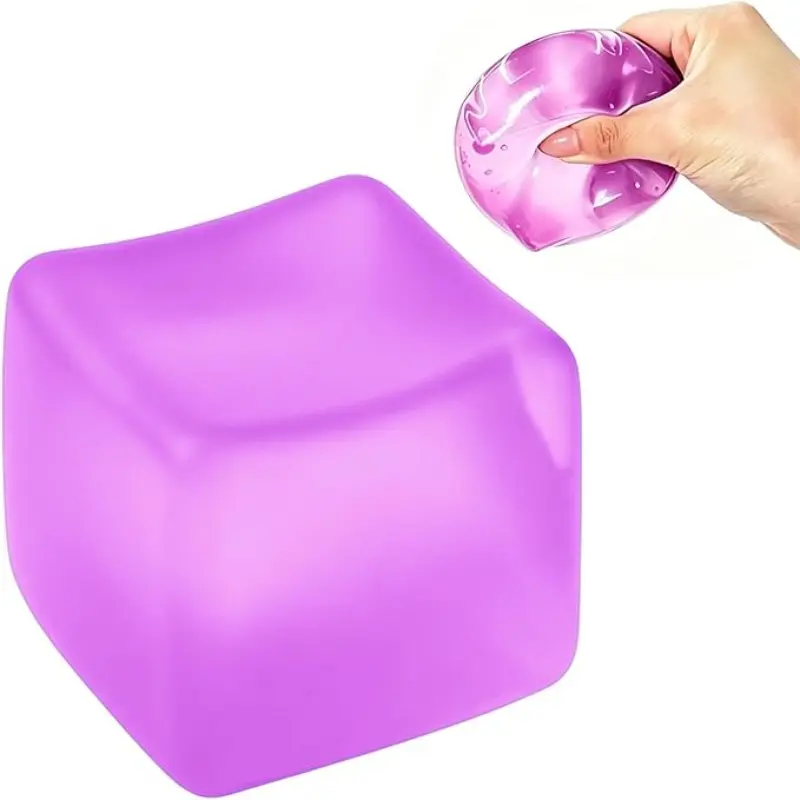 Stress-relief cube sensory toy, used to relieve anxiety and stress, slow-rising squeeze toy filled with thick plush material, slow rising squishy, sensory decompression ball, ice cube-shaped stress ball, suitable for adults and childrens
