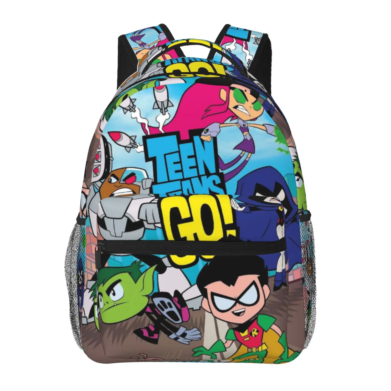 Large Capacity Cartoon  Teen Titans Go!1 Backpack, Anime Student School bag, boys girls Breathable Adjustable Shoulder Straps School Daypack, Durable Lightweight Book Bag for Daily School Travel Camping Office