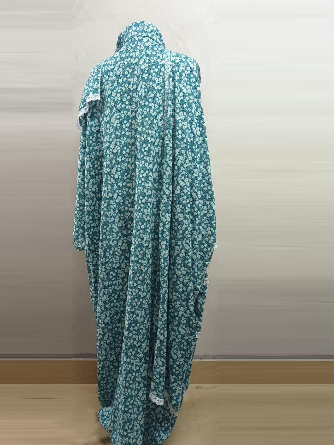 New Women'S Dress, Middle Eastern Style Robe, Fashionable Printed Prayer Gown with Attached Scarf