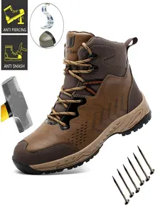 Steel Toe Shoes for men Puncture Resistant Safety Footwear, Durable Construction Footwear, Protective Work Shoes Comfortable for Construction Warehouse Jobs All-season Outdoor Indestructible Soles