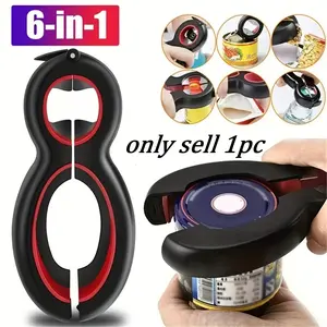 6 in 1 Stainless Steel Can Opener 8-Figure Multi-function Bottle Opener Capping Tool
