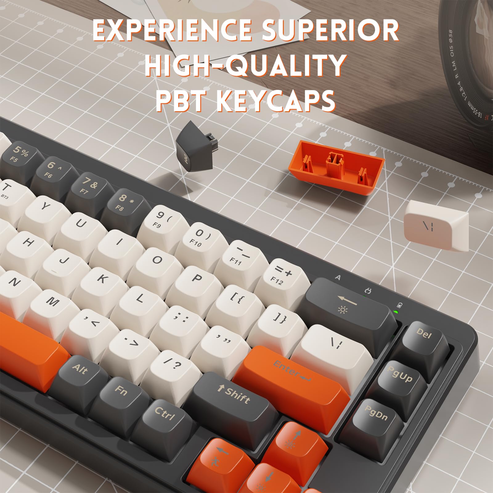 M68 TKL Wireless Gaming Keyboard, 3-Mode Compact Membrane Keyboard, Rechargeable 2000 mAh Keyboard with Rainbow Backlit & 19 Keys Anti-ghosting