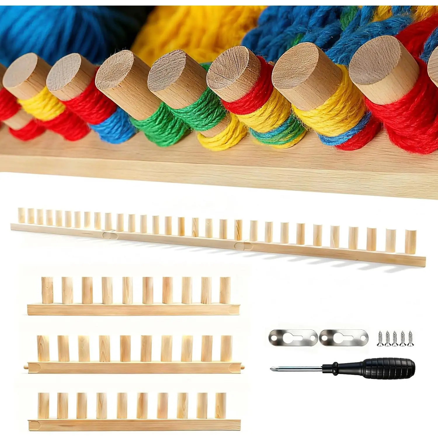 46-Inch Wooden Chunky Blanket Loom, Adjustable Hand Knitting Yarn Chunky Blanket Kit, Portable for DIY