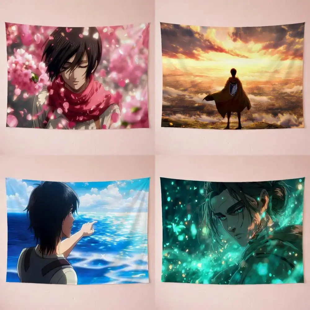 Attack On Titan Epic Gritty Dark Fantasy Anime Print Polyester Tapestry - Lightweight, Washable, Soft Indoor Wall Art, Photo Hanging Decor for Living Room, Bedroom, Room Decor