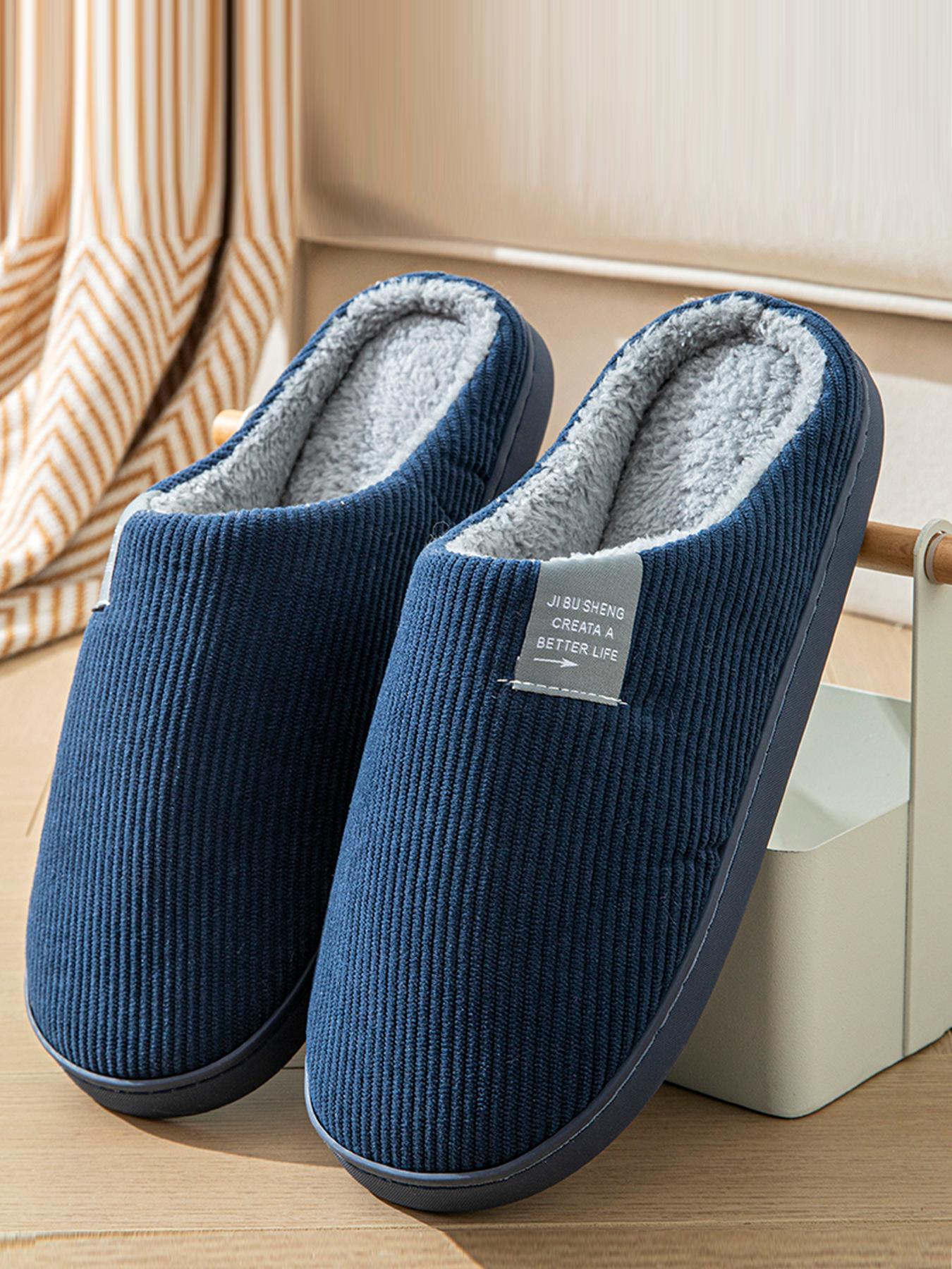 Men's Solid Color Plush Slippers, Casual Soft Comfortable Home Slippers, Warm Slippers for Indoor & Outdoor Use for Fall & Winter, Fashion Slippers, Fashionable Soft Slippers