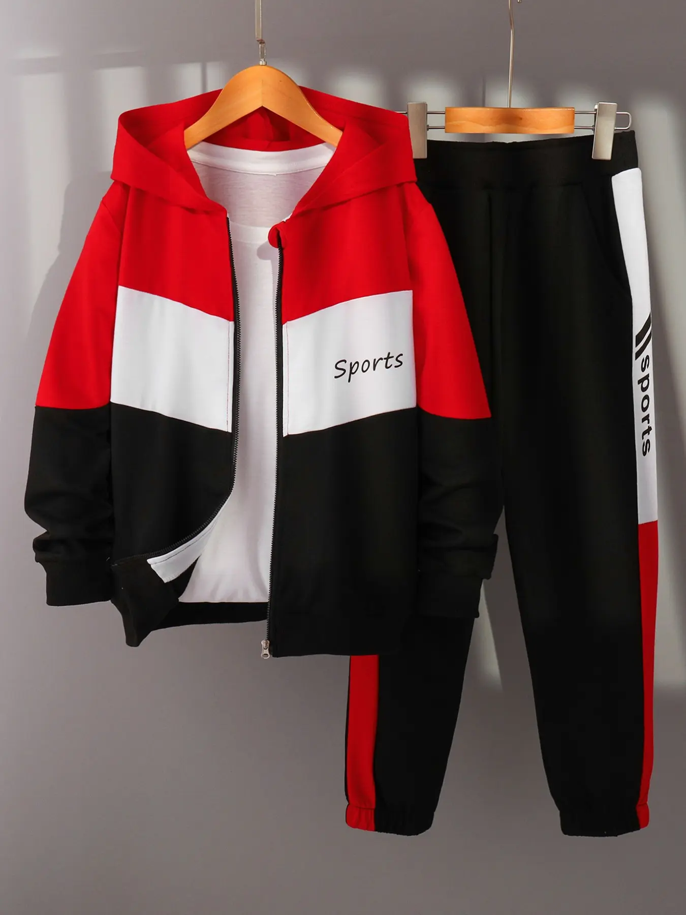 Boys' Autumn Winter Letter Print Hooded Zipper Long Sleeve Pants Set, Casual Sportswear 2-Piece for Middle School Boys