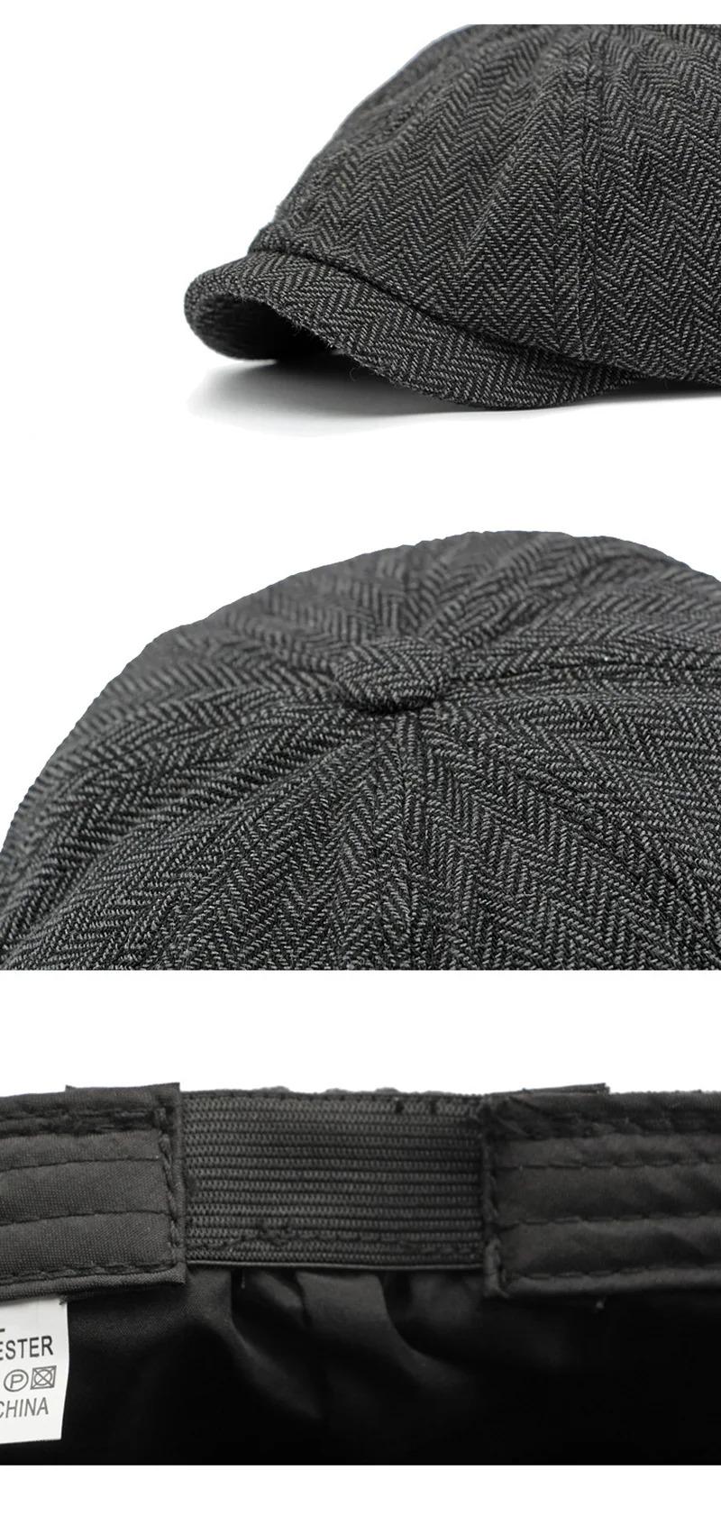 Twill Flat Cap for Men Women Herringbone Newsboy Caps British Style Octagonal Hat Solid Green Red Detective Cabbie Beret Hat