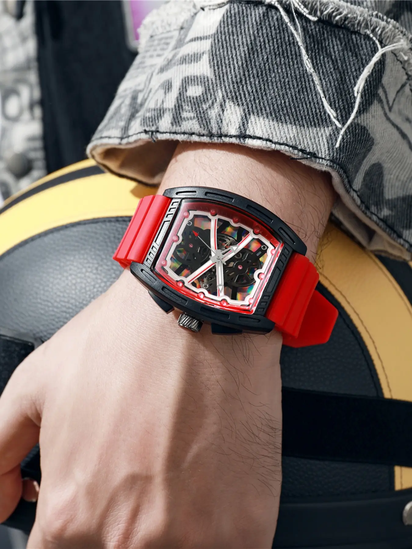 Stylish Men's Watch with Colorful Silicone Strap, Waterproof Analog Quartz Watch, Perfect Gift for Father's Day, Christmas, Birthday, Casual Wristwatch