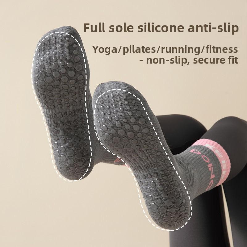 Professional yoga socks men's and women's medium tube four-season indoor non-slip silicone bottom sports Pilates floor socks