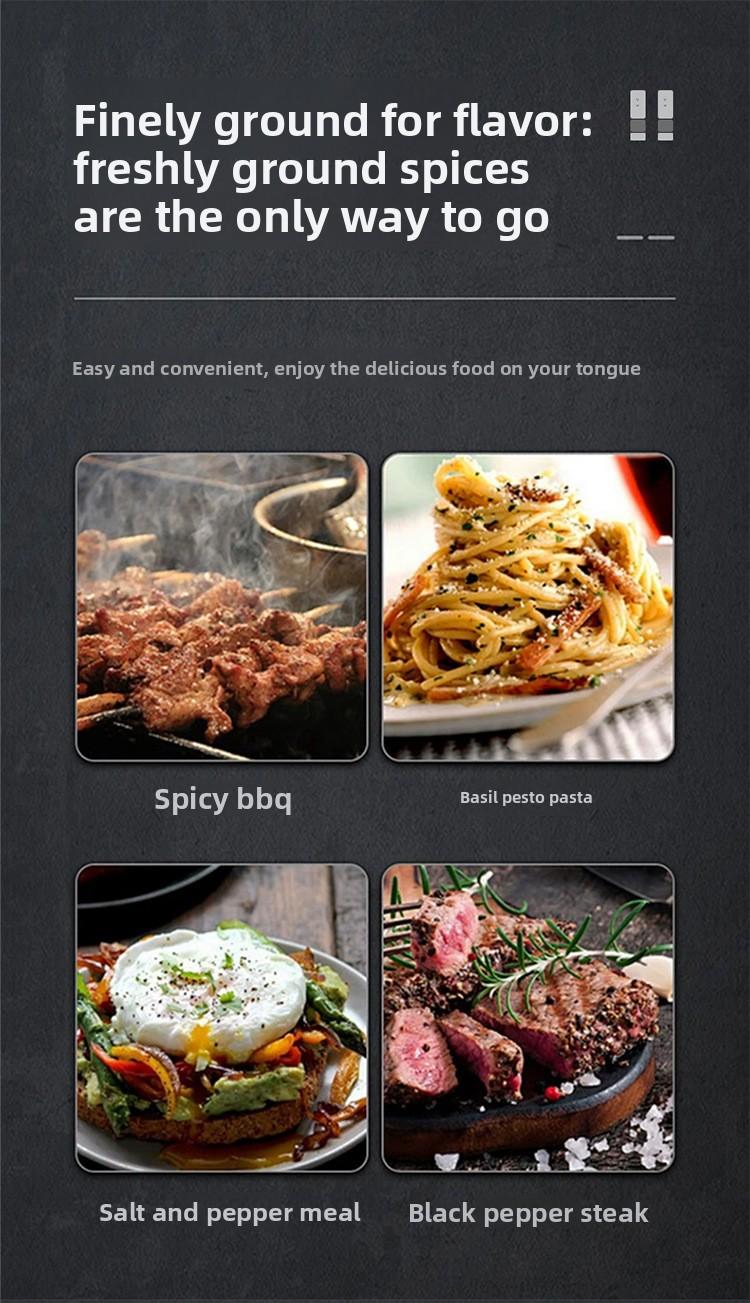 Gravity-sensing pepper mill, hot-selling household and outdoor sea salt & black pepper grinder in stock