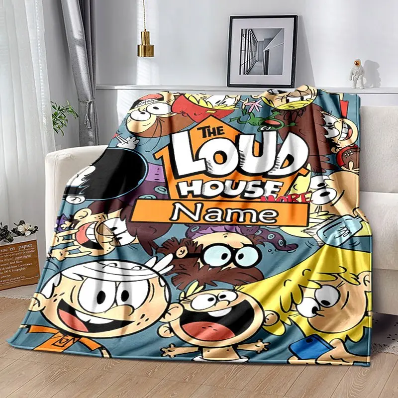 Custom Name The Loud House Flannel Blanket, Personalized Cartoon Character Throw Blanket, Soft Warm Kids Bed Sofa Blanket, Customized Fan Gift