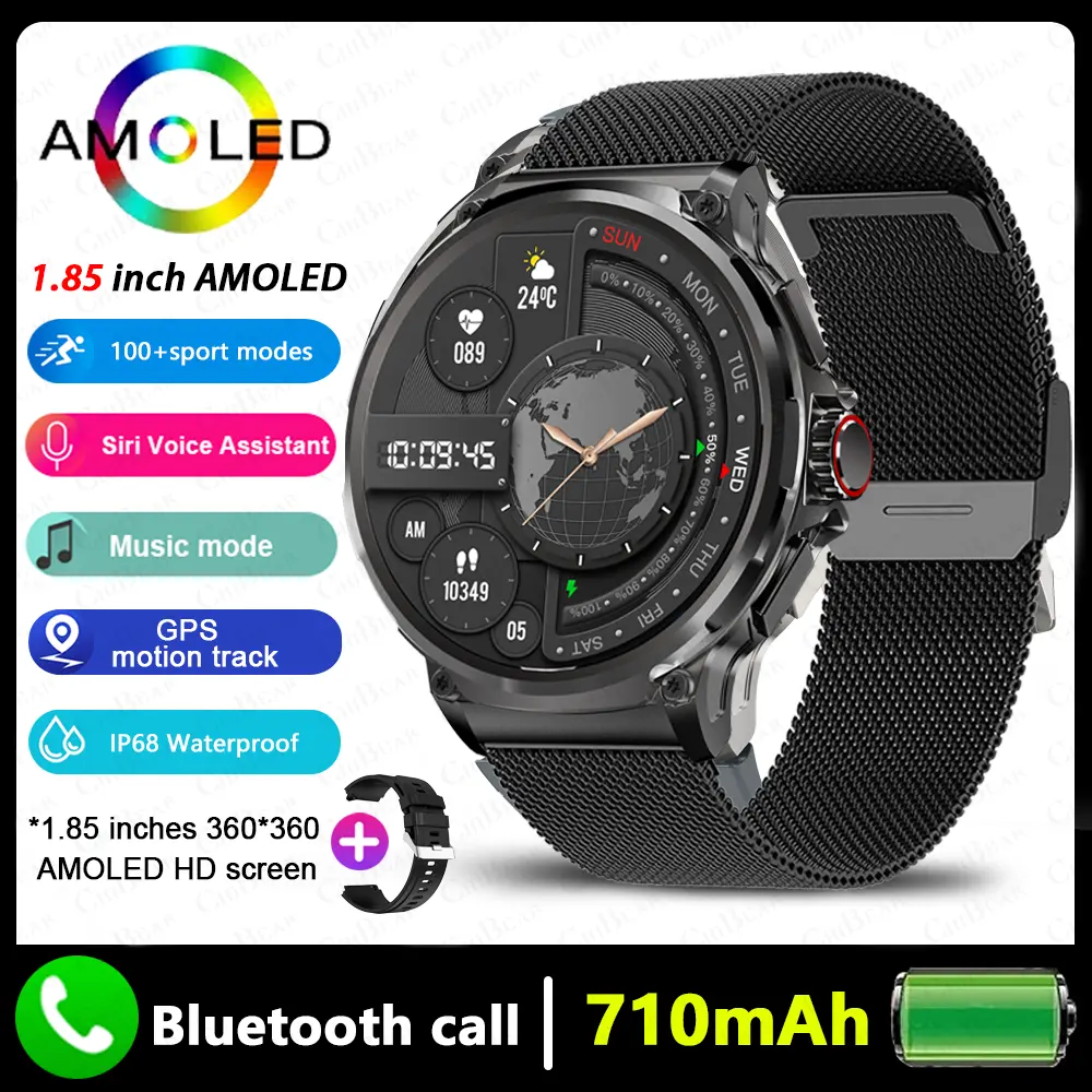 2026 New GPS Track Smart Watch Men 1.85-Inch HD AMOLED Screen 710 Mah Battery Sport Bluetooth Call Smartwatch For Android IOS kit