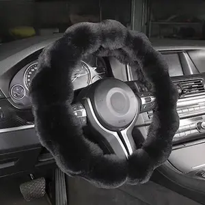Cute Bubble Fleece Car Steering Wheel Cover, Warm and Comfortable Plush, Universal Car Interior for 36-38cm Wheels, 1pc