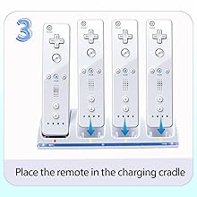 4-in-1 Remote Charging Station Accessories with 4 Pack 2800mAh Rechargeable Batteries, Plugs and USB Cable for Wii/Wii U Controllers (Controllers Not Included)